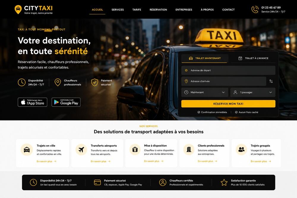 Site web City Taxi après refonte